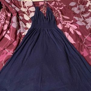 A long dark blue dress